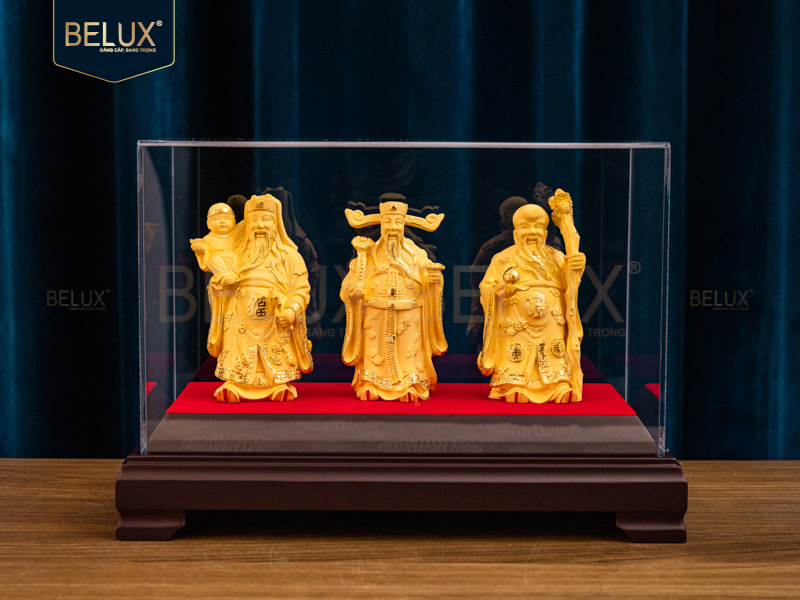 Bộ tượng tam đa Phúc Lộc Thọ vàng cát cao 10cm